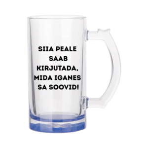 Oma tekstiga õllekann - alates 3 sõna - erinevad värvid 470ml