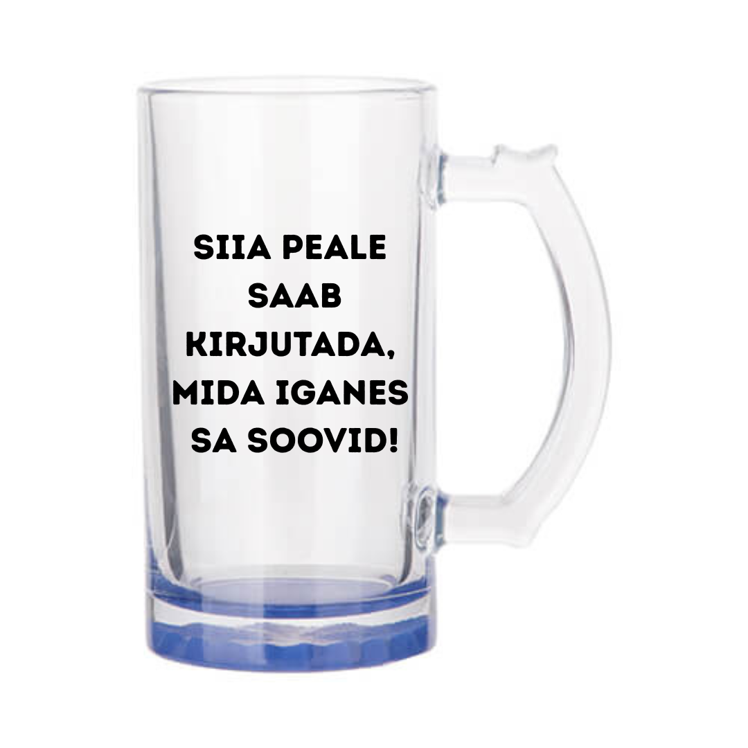 Oma tekstiga õllekann - alates 3 sõna - erinevad värvid 470ml